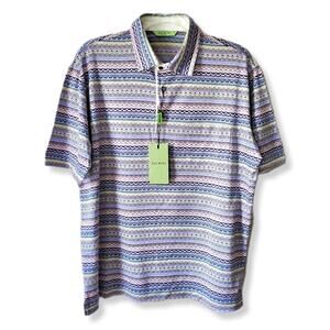 Men Dalmine Italian Multicolor Stripe Knit Polo Shirt XL 52 Menswear Luxury NEW